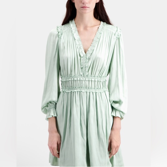 The Kooples Light Green Pleated Mini Dress M or XL NWT - Picture 1 of 13